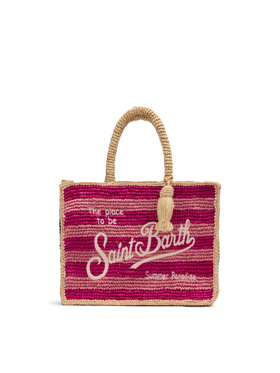 Colette Raffia multicolor striped handbag with logo embroidery - MC2 Saint Barth