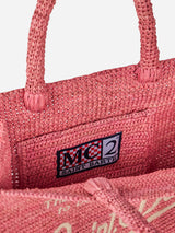 Borsa Colette in rafia rosa con ricami