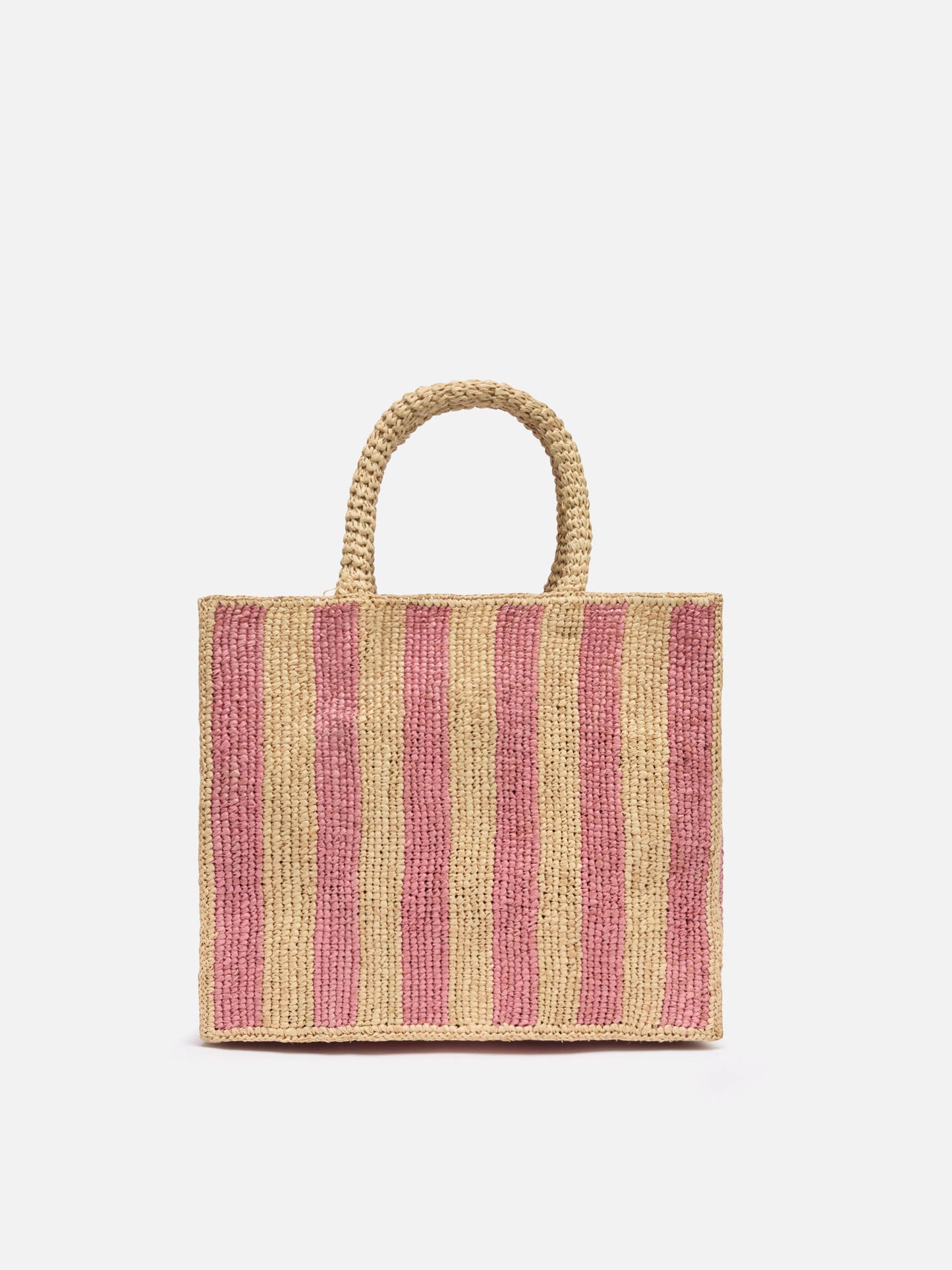 Colette Raffia pink striped handbag with logo  embroidery