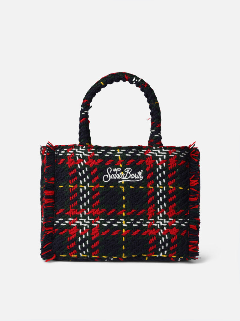 Borsa a mano Colette in lana con maxi motivo tartan