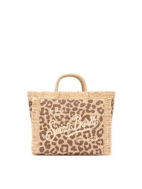 Borsa Colette effetto paglia con stampa animalier
