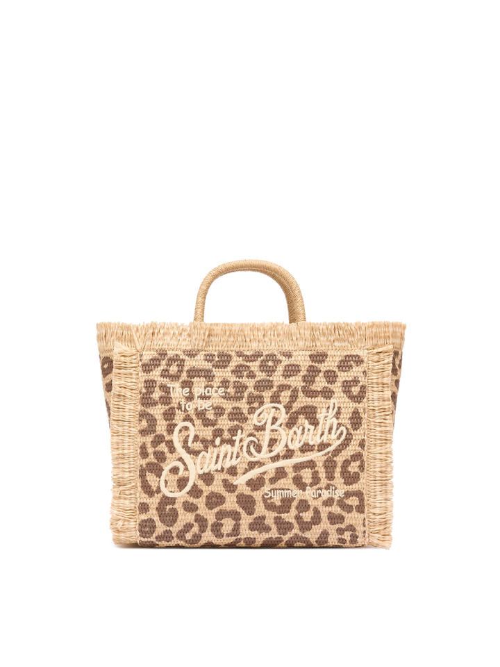Borsa Colette effetto paglia con stampa animalier