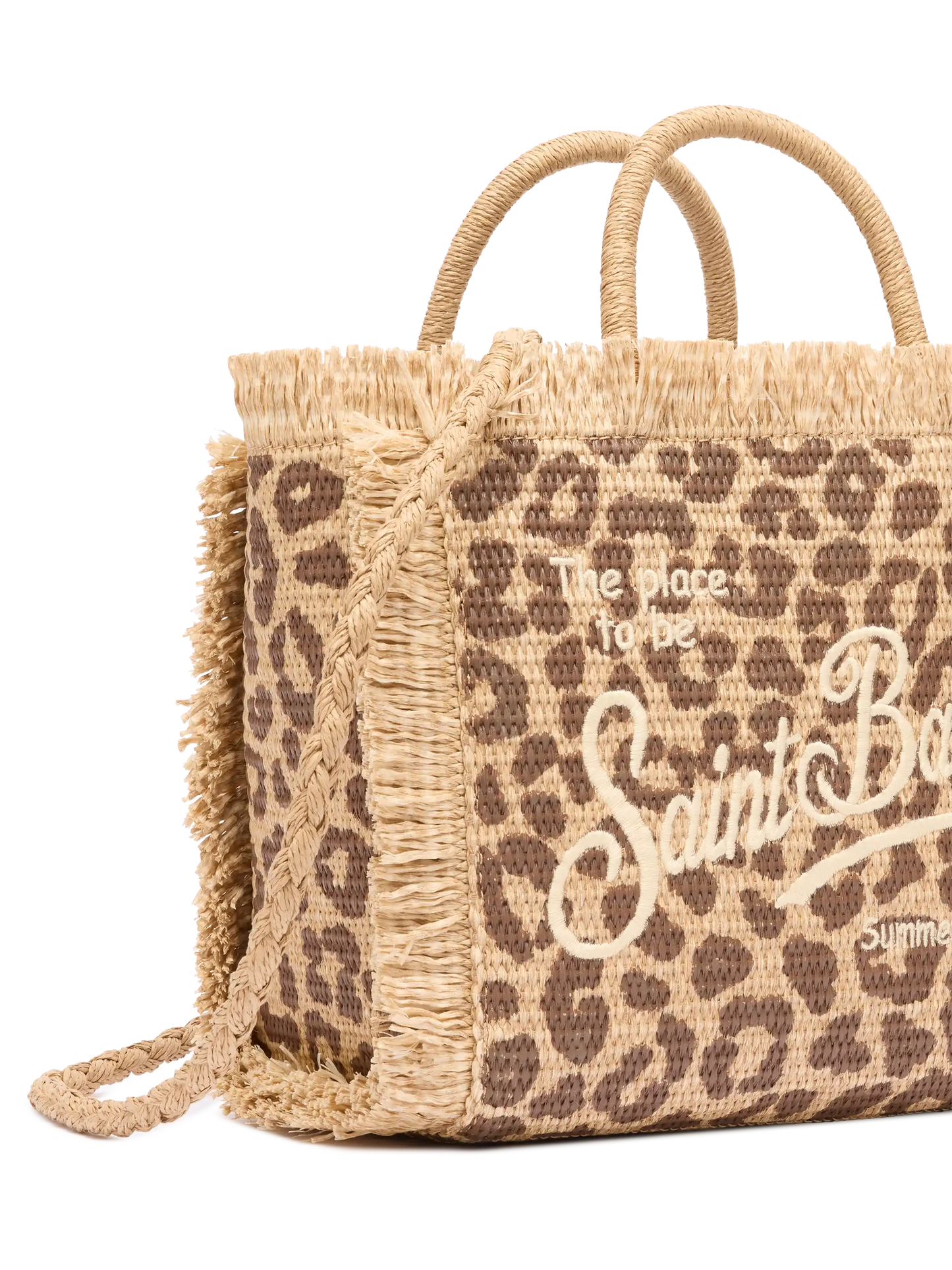 Borsa Colette effetto paglia con stampa animalier