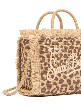 Borsa Colette effetto paglia con stampa animalier