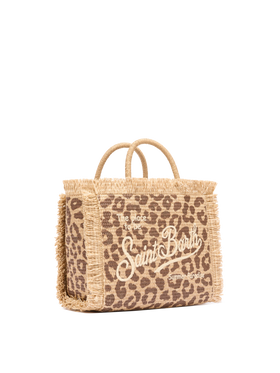 Borsa Colette effetto paglia con stampa animalier