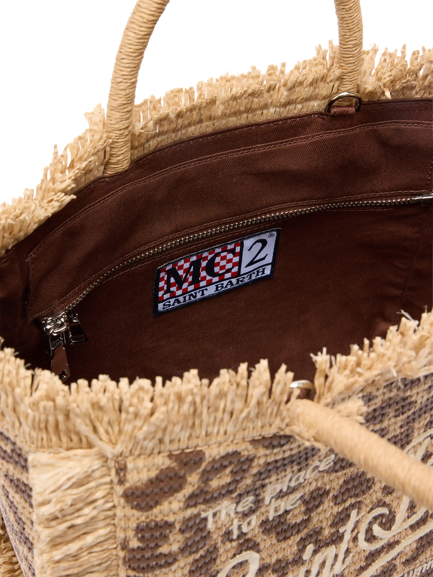 Borsa Colette effetto paglia con stampa animalier