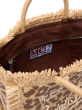 Borsa Colette effetto paglia con stampa animalier