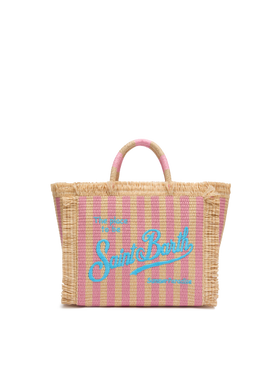 Colette Straw effect handbag with striped print