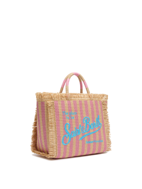 Colette Straw effect handbag with striped print