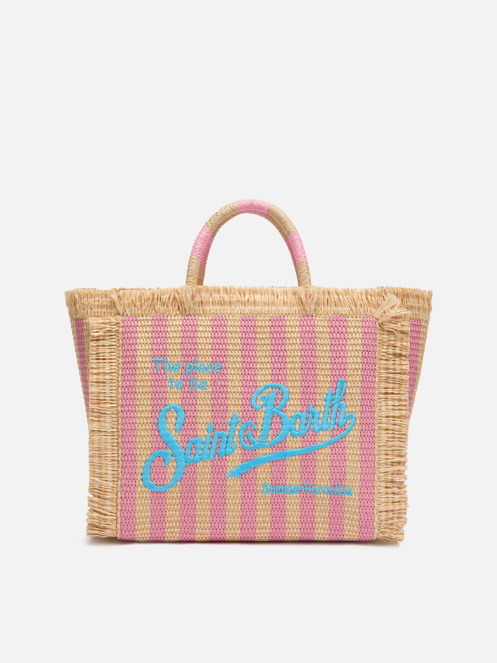 Colette Straw effect handbag with striped print