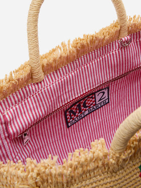 Colette bag in straw effect fabric with cherry embroidery