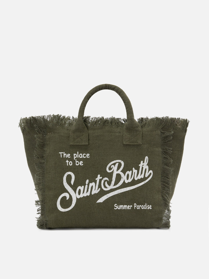 Borsa Colette in lino verde militare tinta unita