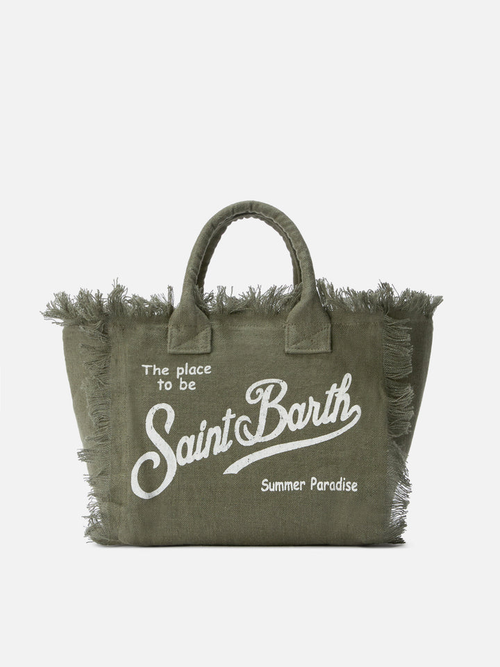 Military green solid color linen Colette bag