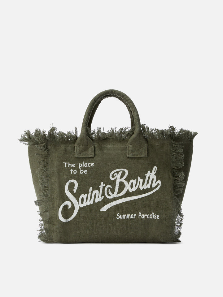 Military green solid color linen Colette bag