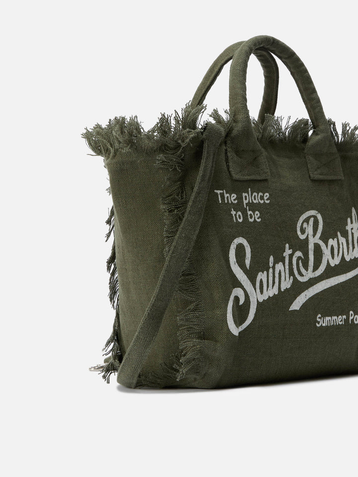 Military green solid color linen Colette bag