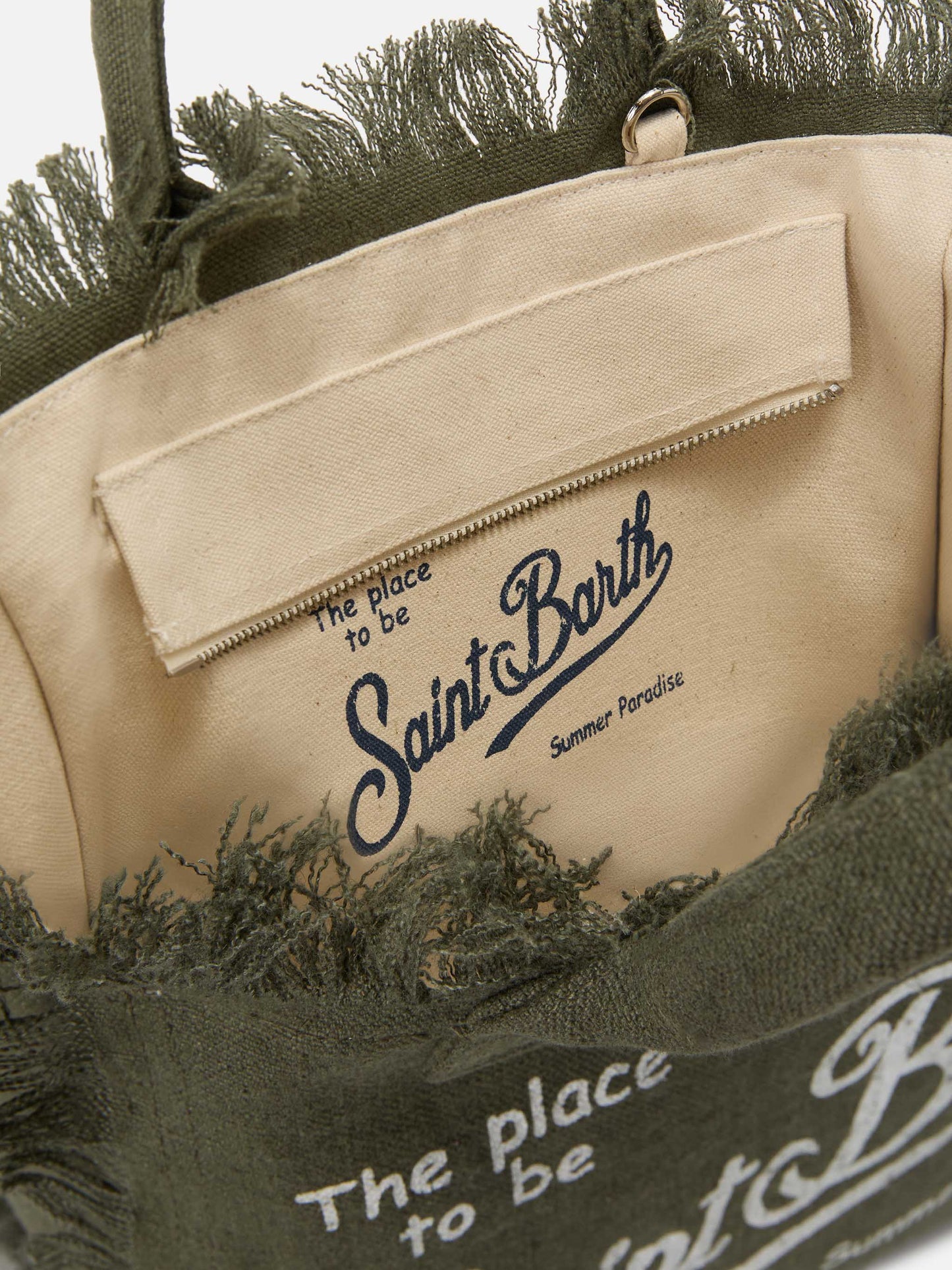 Military green solid color linen Colette bag