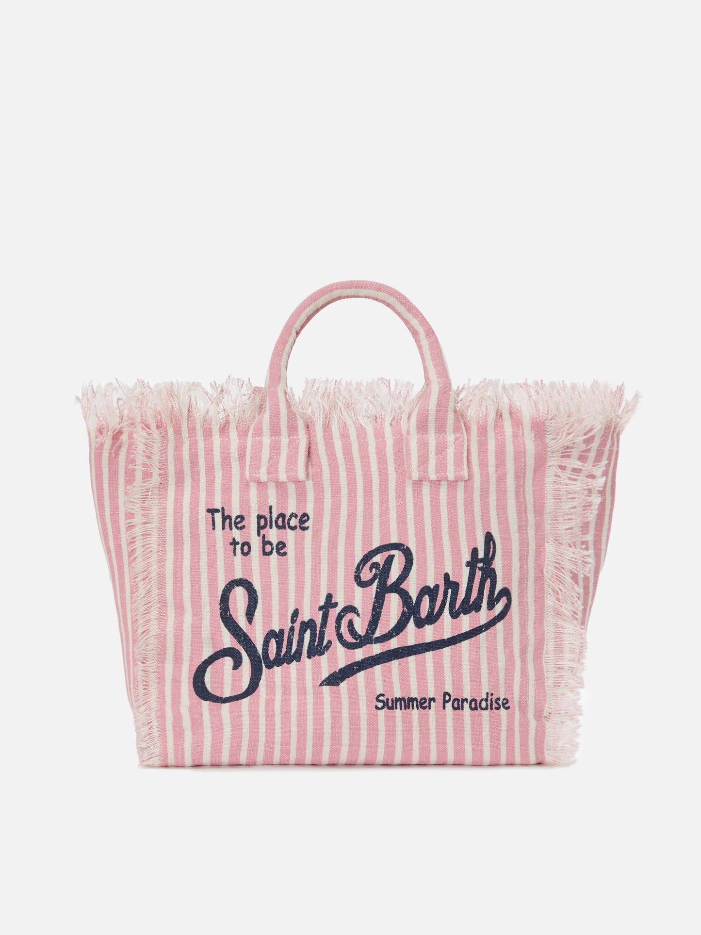 Borsa Colette in lino a righe rosa e bianche