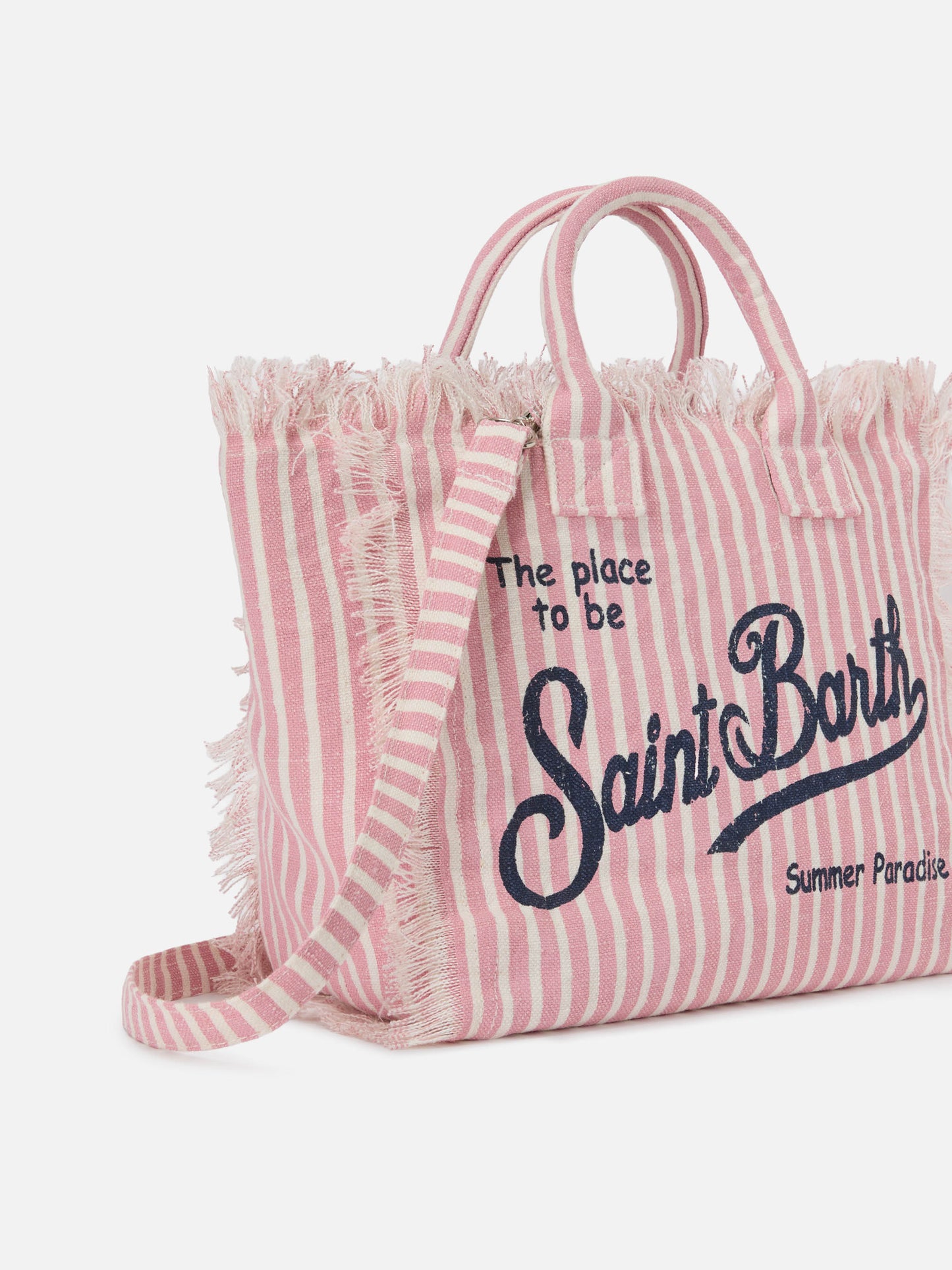 Borsa Colette in lino a righe rosa e bianche