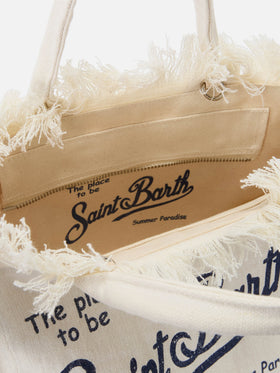 White solid color linen Colette bag
