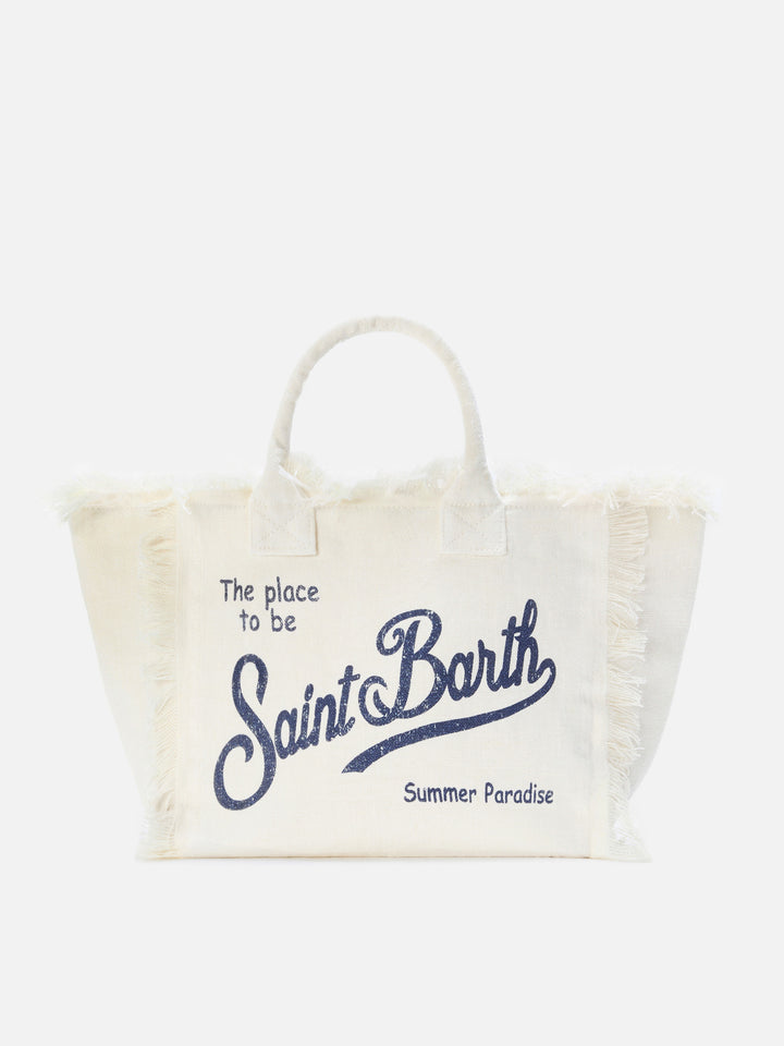 Borsa Colette in lino bianco tinta unita