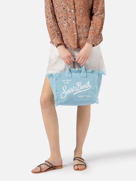 Light blue solid color linen Colette bag