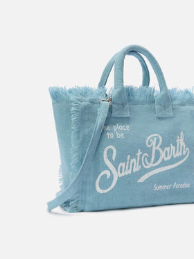 Borsa Colette in lino azzurro tinta unita