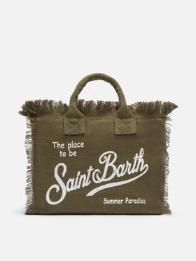 Borsa Colette in lino verde militare
