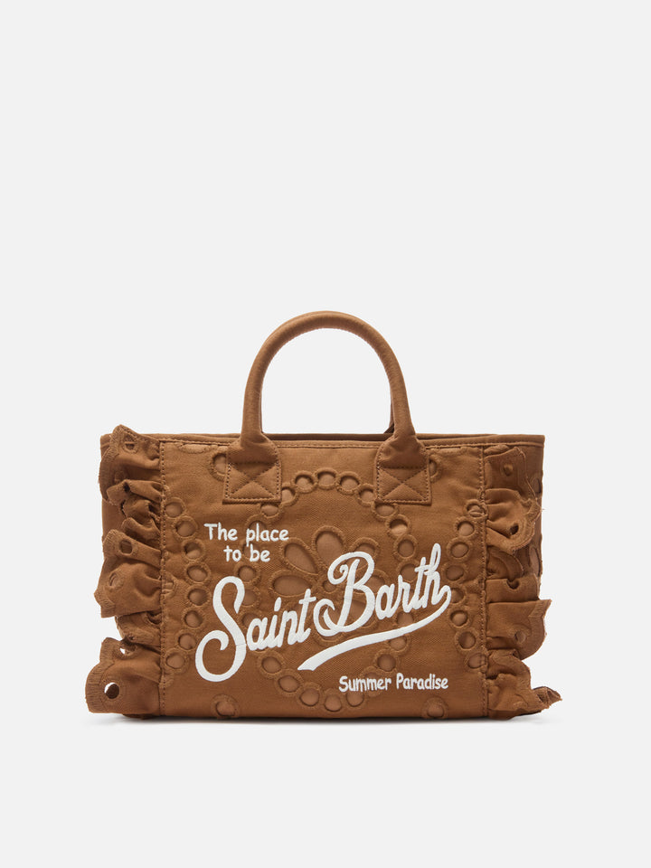 Colette Volant bag in brown broderie anglaise cotton