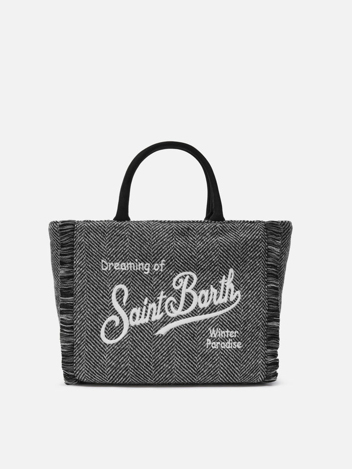 Colette Wool Handbag in herringbone wool blend