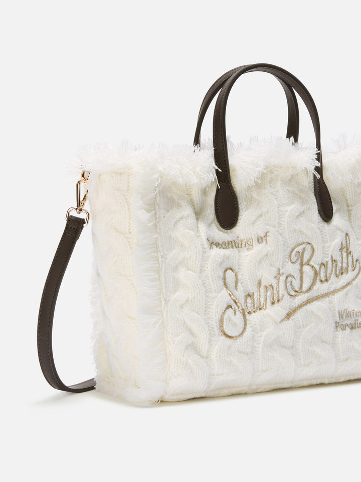 Colette Wool Braid Handbag in white braided wool blend