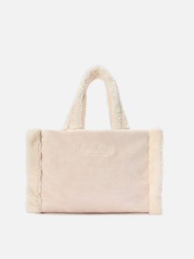 Borsa a mano  Colette Shearling  faux suede ghiaccio con dettagli in shearling