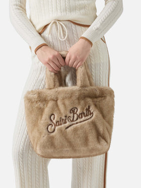 Colette Soft Handbag in beige faux fur