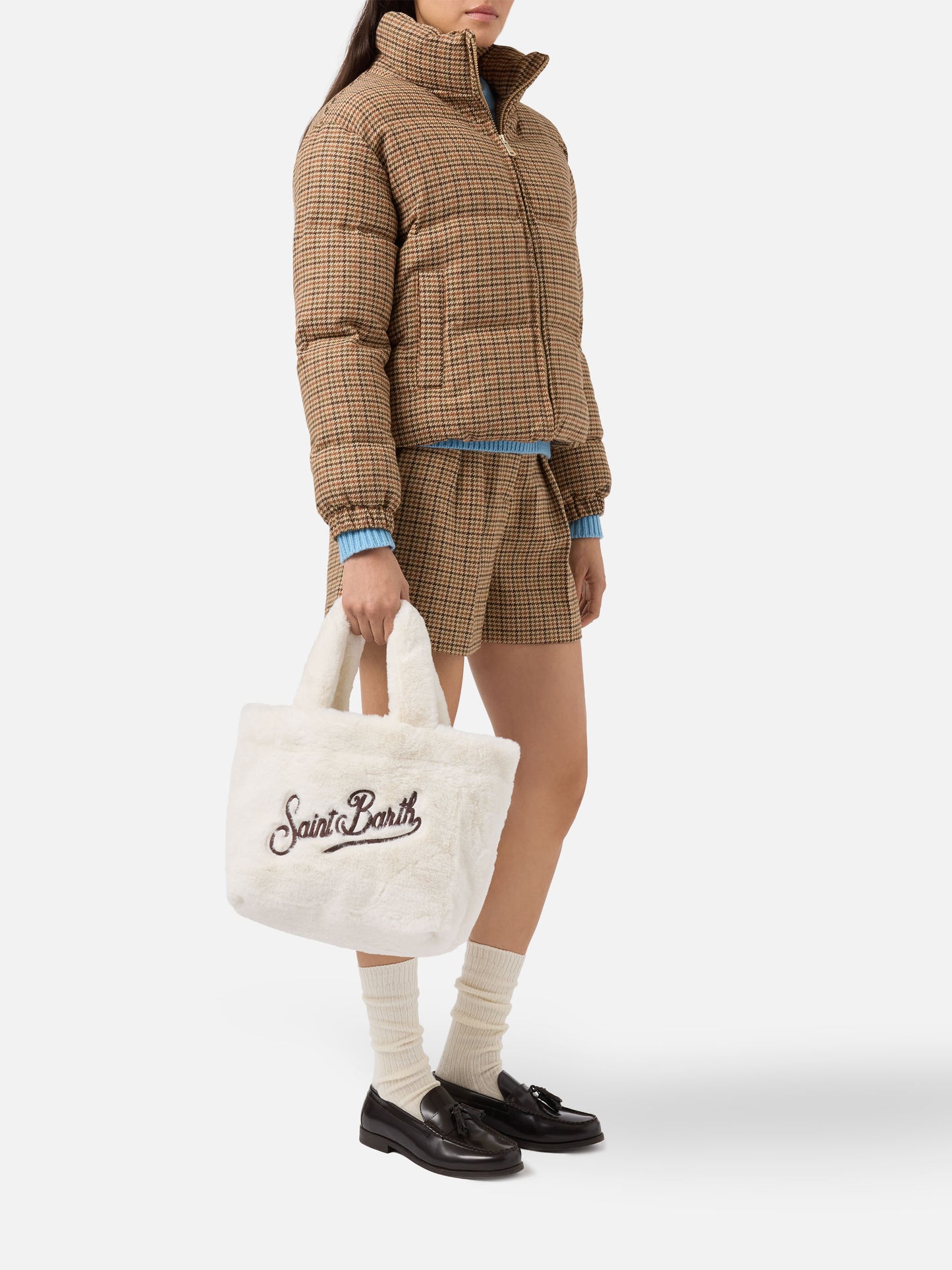 Borsa a mano Colette Soft in faux fur bianco