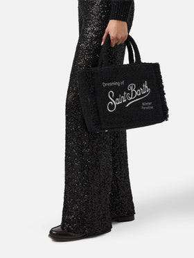 Borsa a mano Colette Tweed in misto lana nera