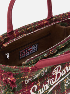 Borsa a mano Colette Tweed in misto lana check bordeaux