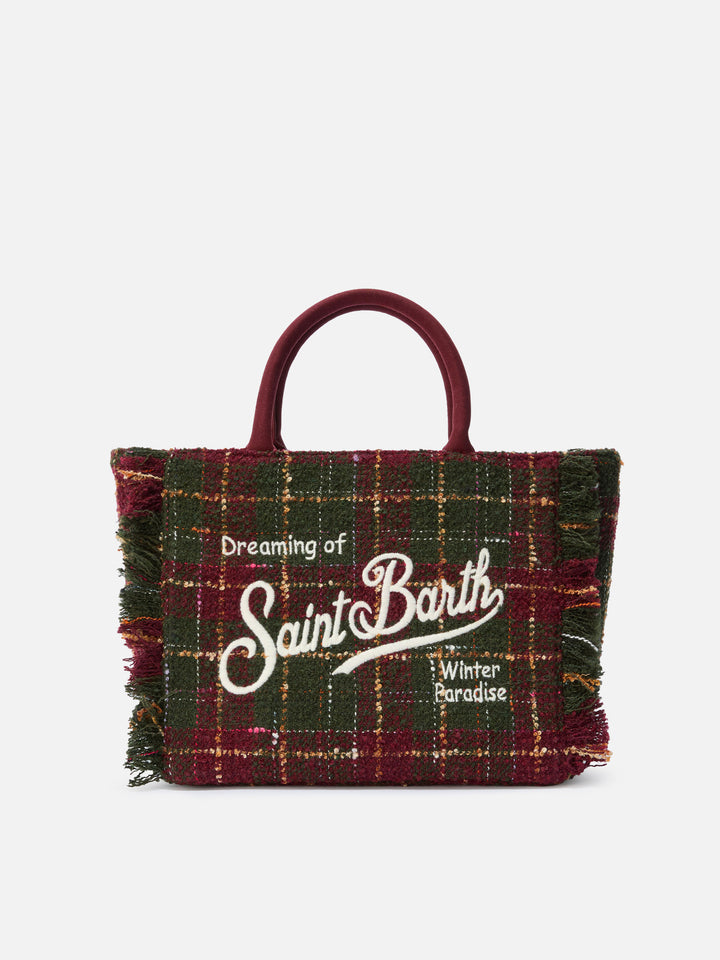 Borsa a mano Colette Tweed in misto lana check bordeaux