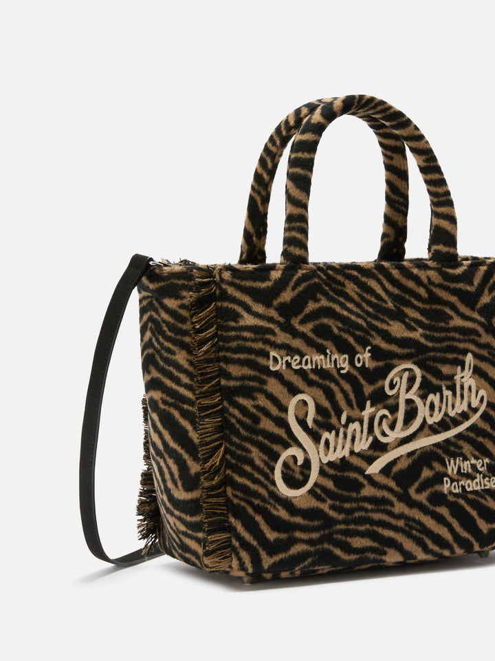 Colette Felt Handbag in zebra-print wool blend