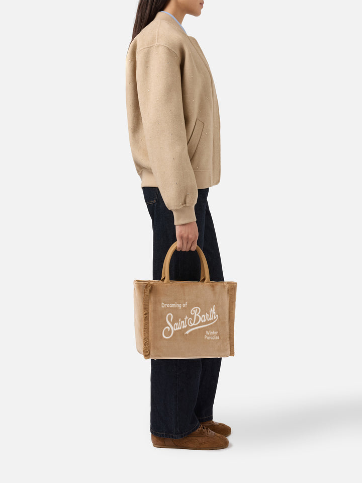 Borsa a mano Colette Velvet in velluto beige