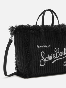 Colette Wool Rib Handbag in black braided wool blend