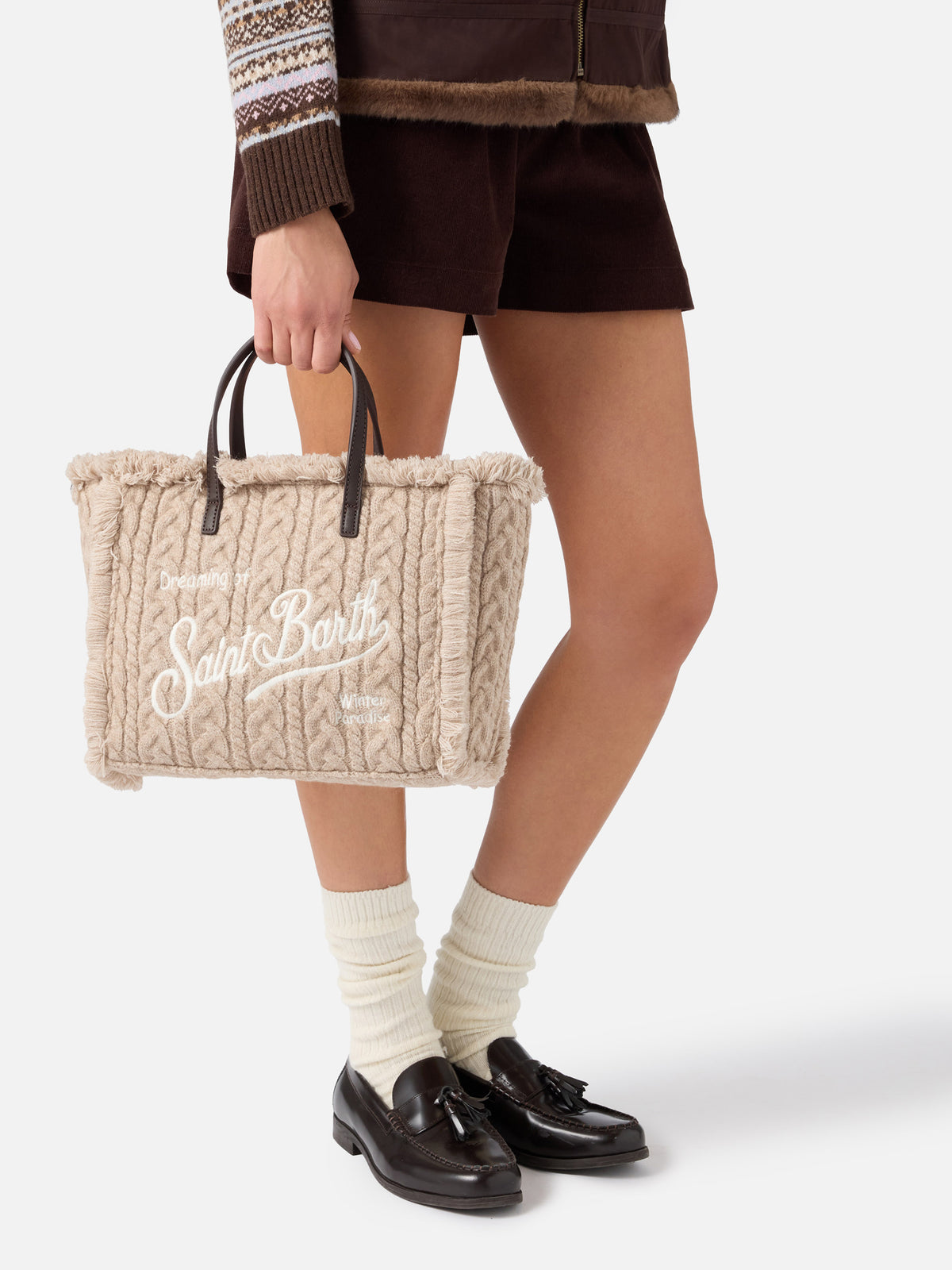 Borsa Colette beige con lavorazione a trecce