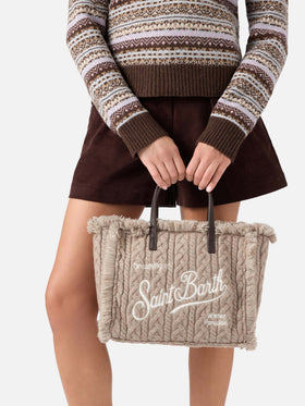 Grey Colette bag with cable knit design