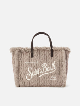 Bolso Colette gris con diseño de punto trenzado 