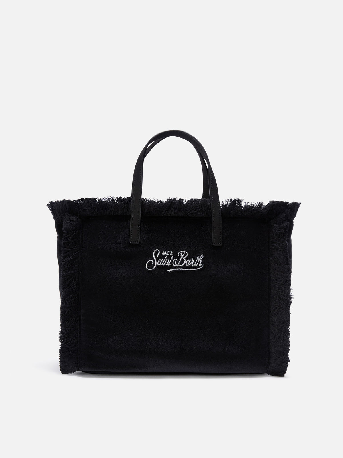 Borsa Colette nera in velluto con ricamo logo