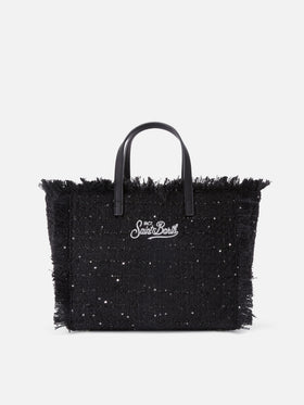 Bolso negro Colette con lentejuelas y bordado del logo 