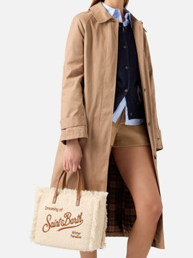 Beige Colette bag with sequins and logo embroidery