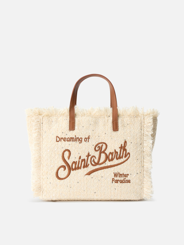 Bolso Colette beige con lentejuelas y bordado del logo 