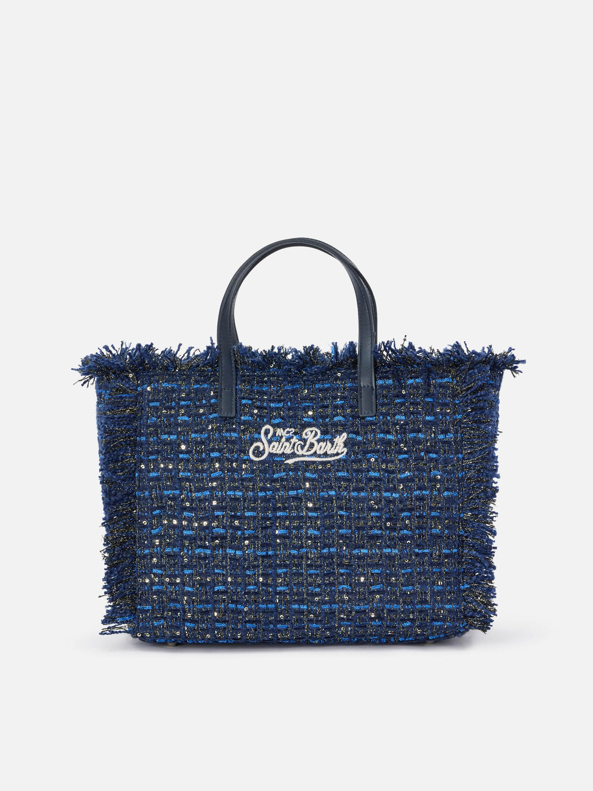 Borsa Colette blu navy con fili lurex e ricamo logo