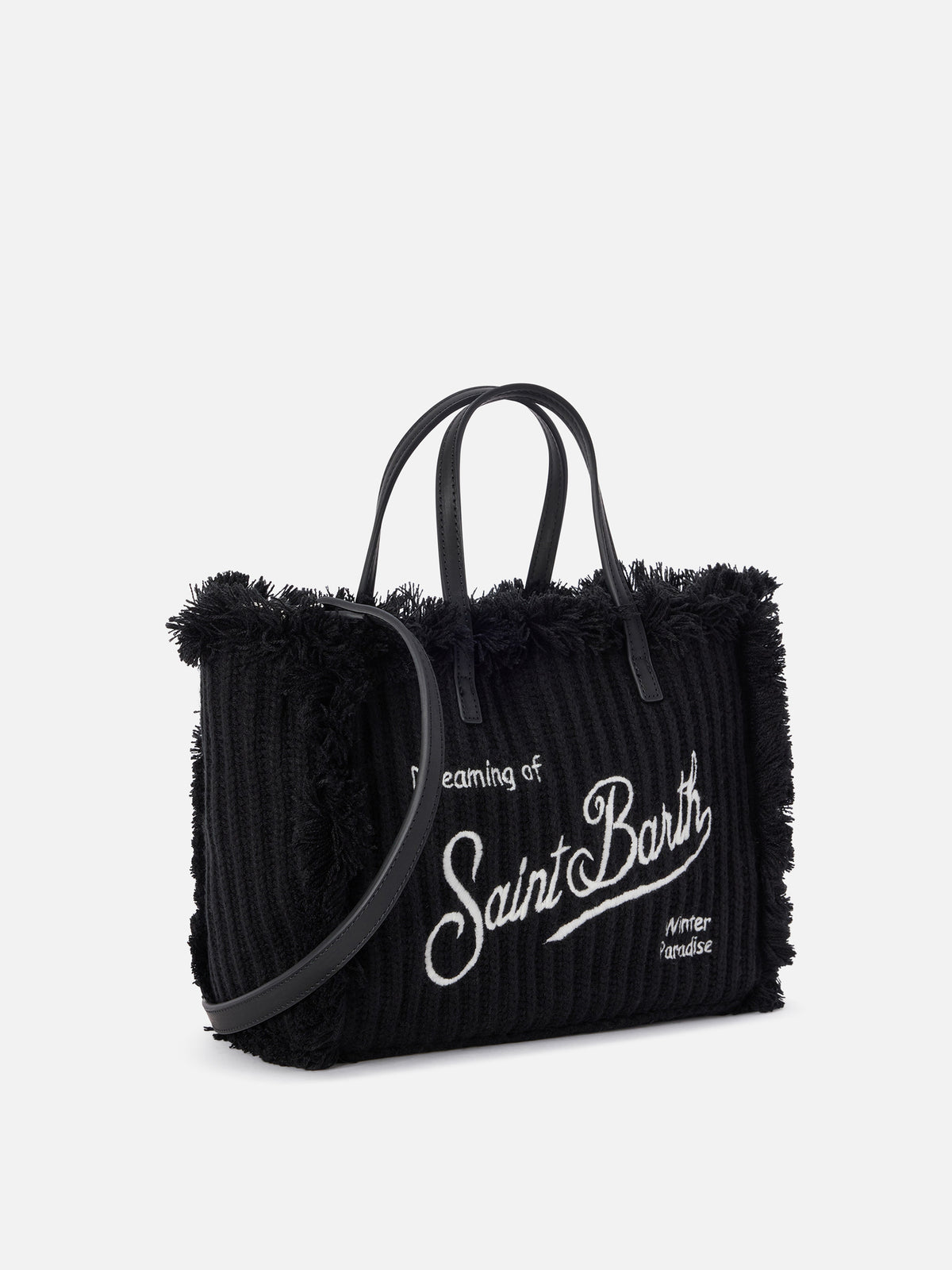 Schwarze Tasche Colette mit geripptem Strickdesign 