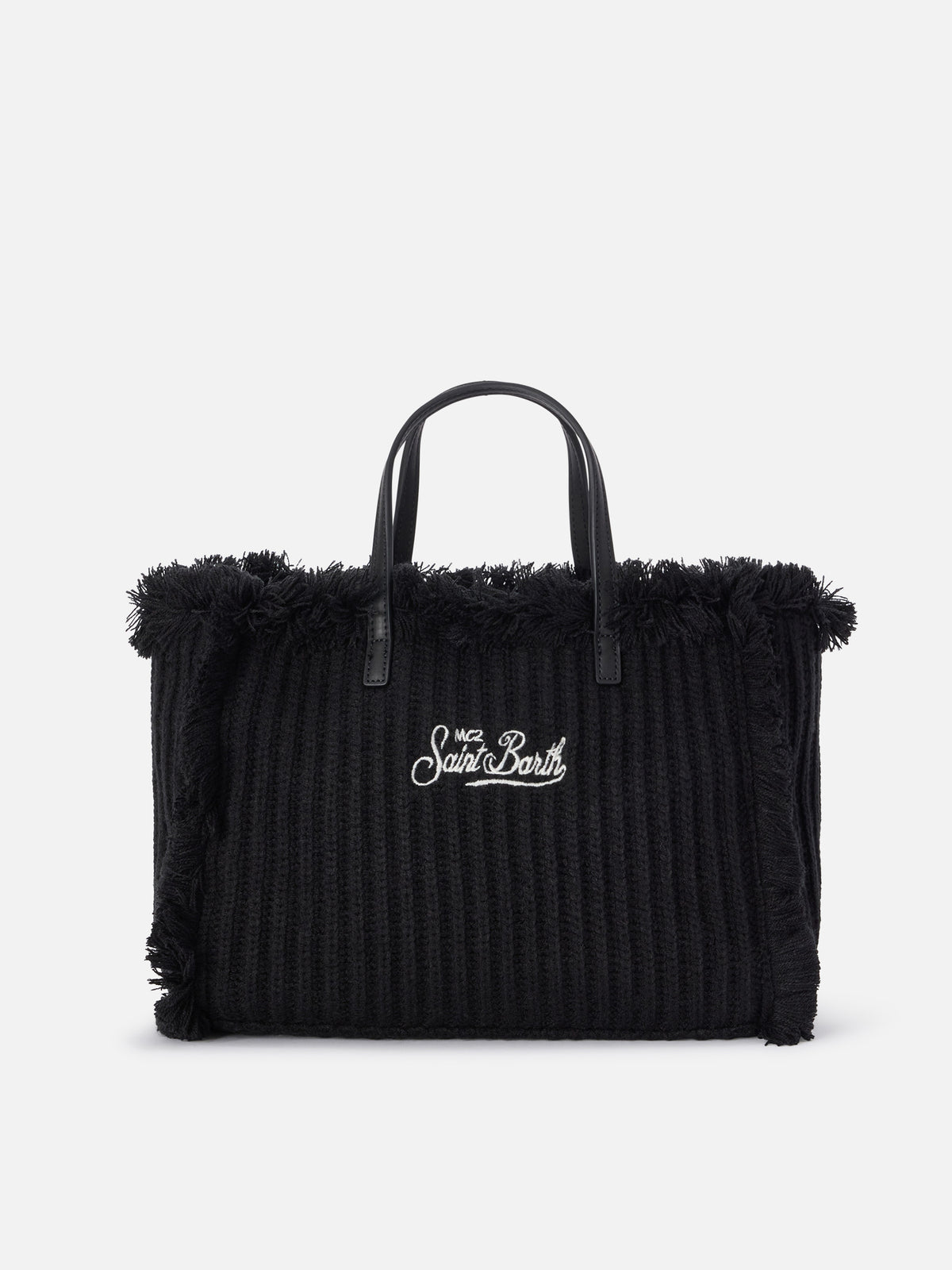 Schwarze Tasche Colette mit geripptem Strickdesign 