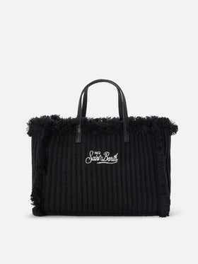 Schwarze Tasche Colette mit geripptem Strickdesign 